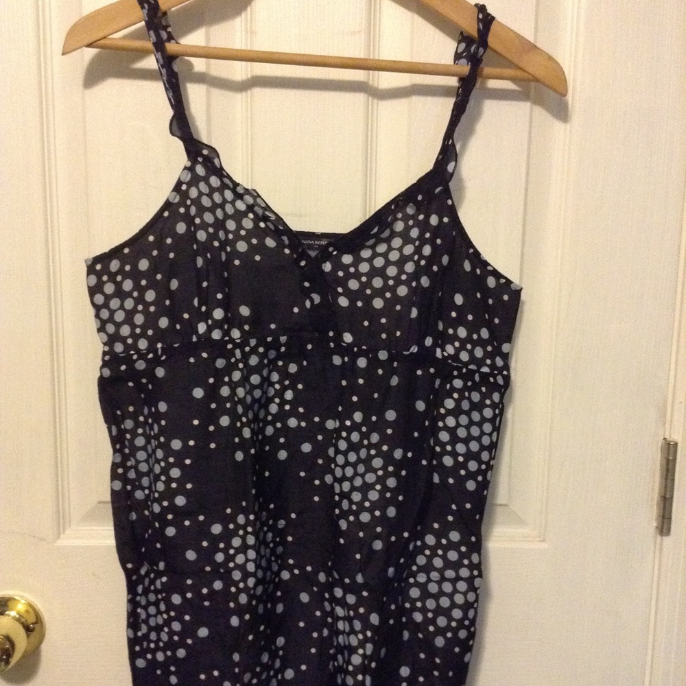 Polka dotted spaghetti straps blouse
